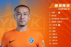 上海海港vs云南玉昆 本场比赛首发阵容出炉